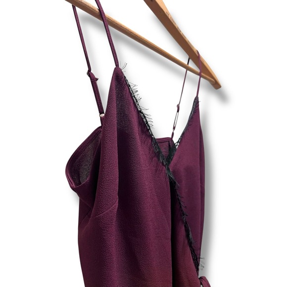 NWT Vintage 1.STATE Wraparound Cami Plum‎ Black Lace Trim XXS - Picture 3 of 8